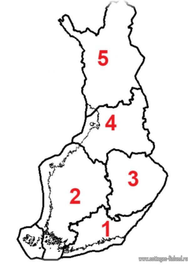 Карта областей для рыбалки в Финляндии